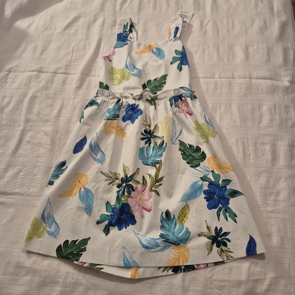 Zara girls 13-14 years floral sleeveless dress front cut out back bow NWT